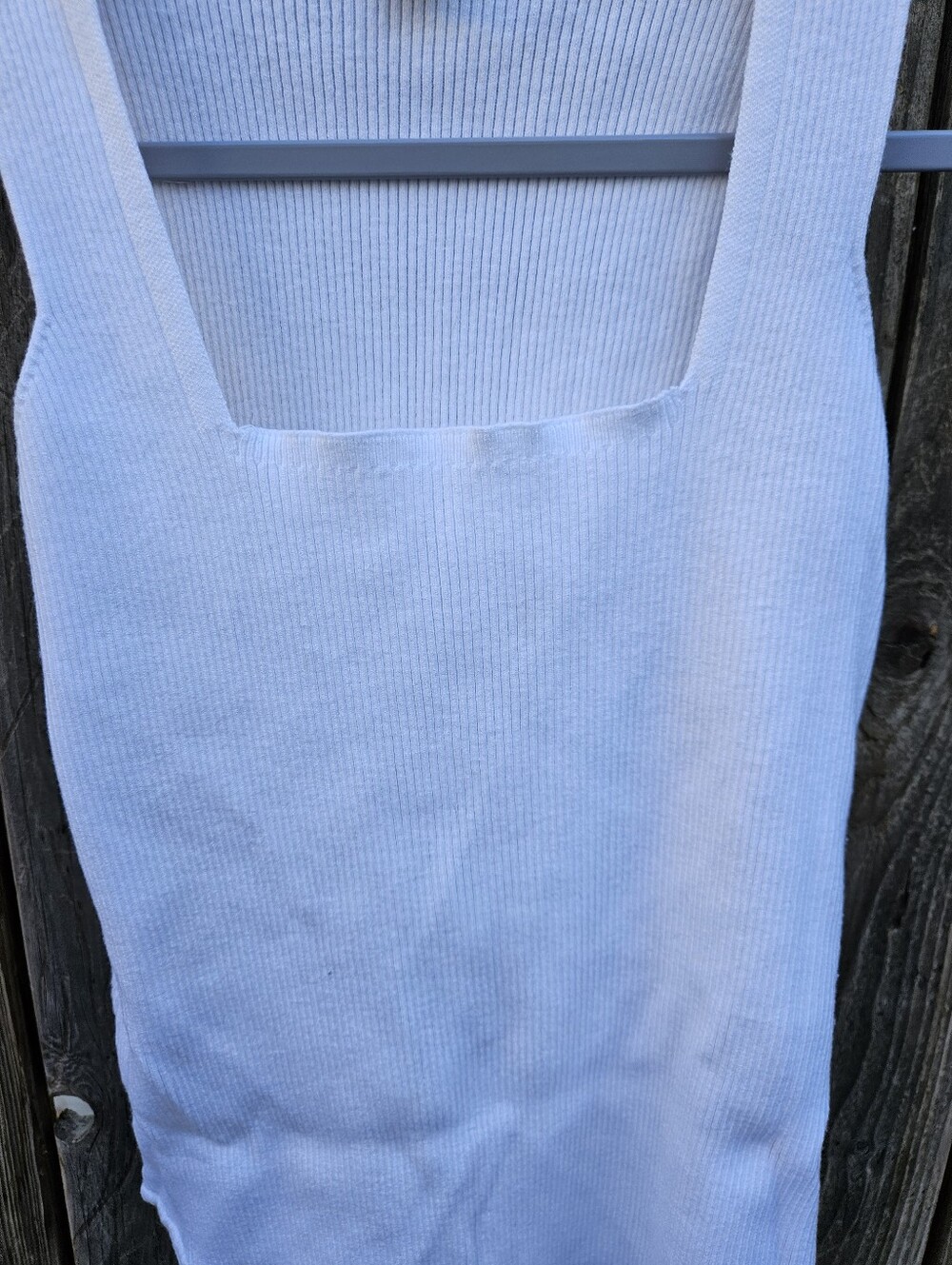 Blue Blosson White Ribbed Square-Neck Tank Bodysuit Women's Size XL - Picture 6 of 13